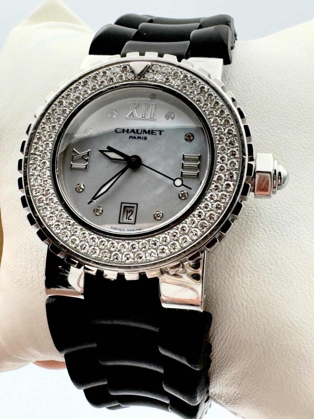 Chaumet Class One Watch with Diamonds Mother of Pearl Dial Stainless Steel C Set